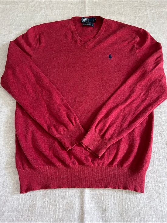 Polo Ralph Lauren Other - Vintage Polo by Ralph Lauren Pima Cotton V-Neck Sweater Men's Medium Red Casual